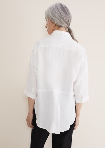 Phase Eight Cynthia Linen Shirts White Canada | BWZONJ-185